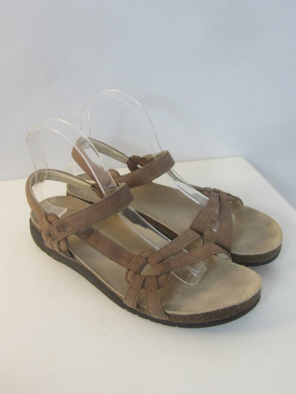 Teva Womens Ventura Cork Women 9.5 S / N Brown Leather Strappy Sandals Wedge